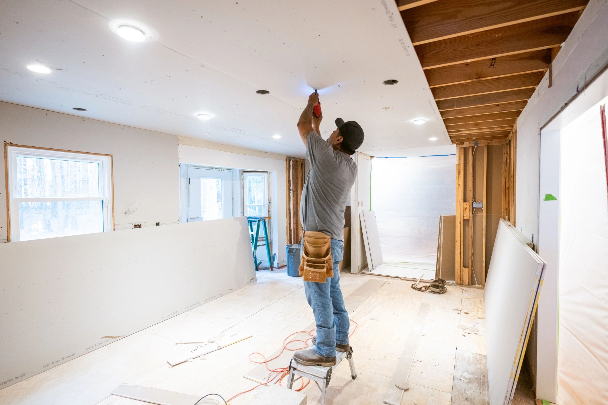 Tradespeople working on a kitchen renovation
