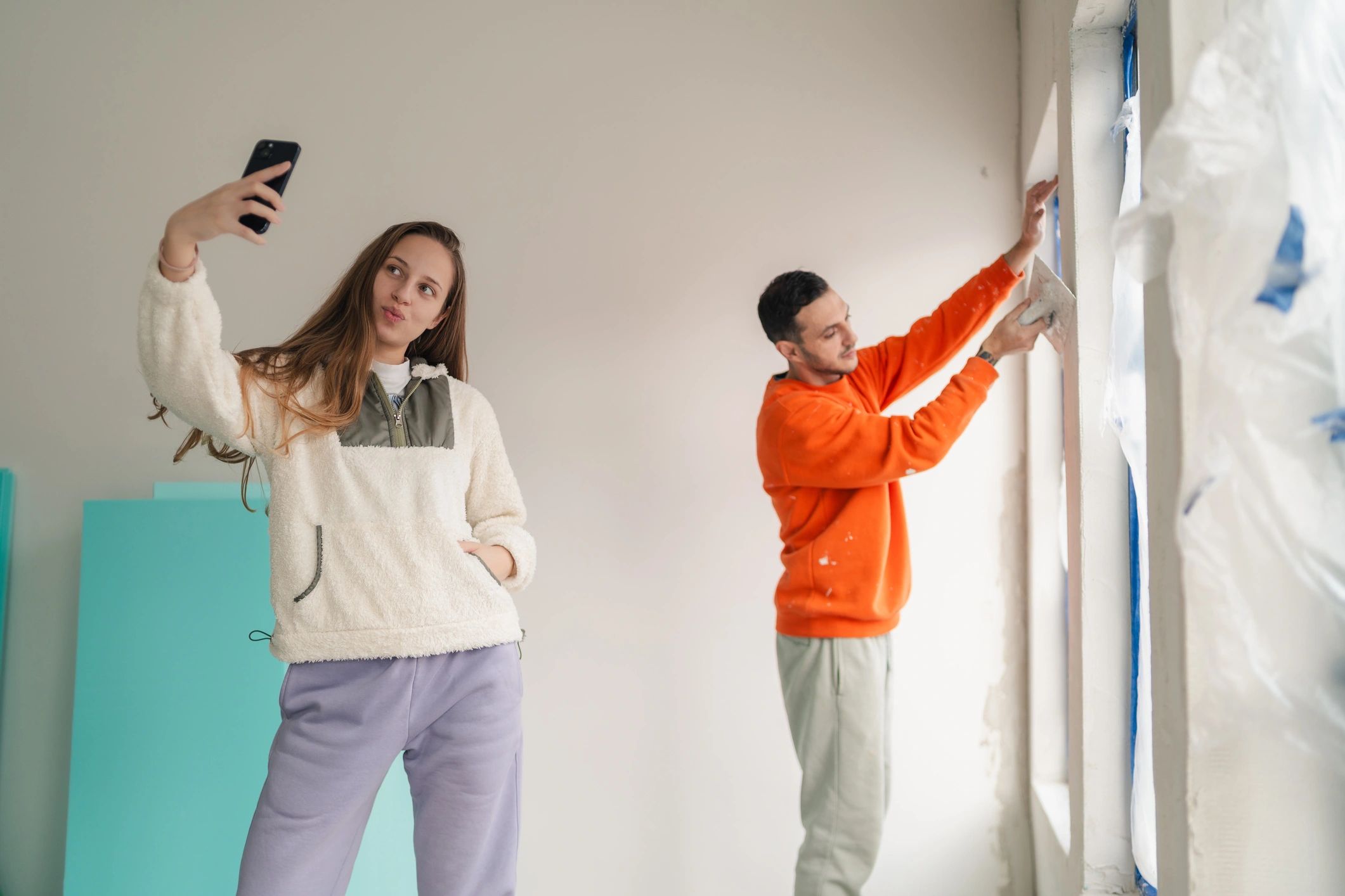 Happy homeowner during home improvement work
